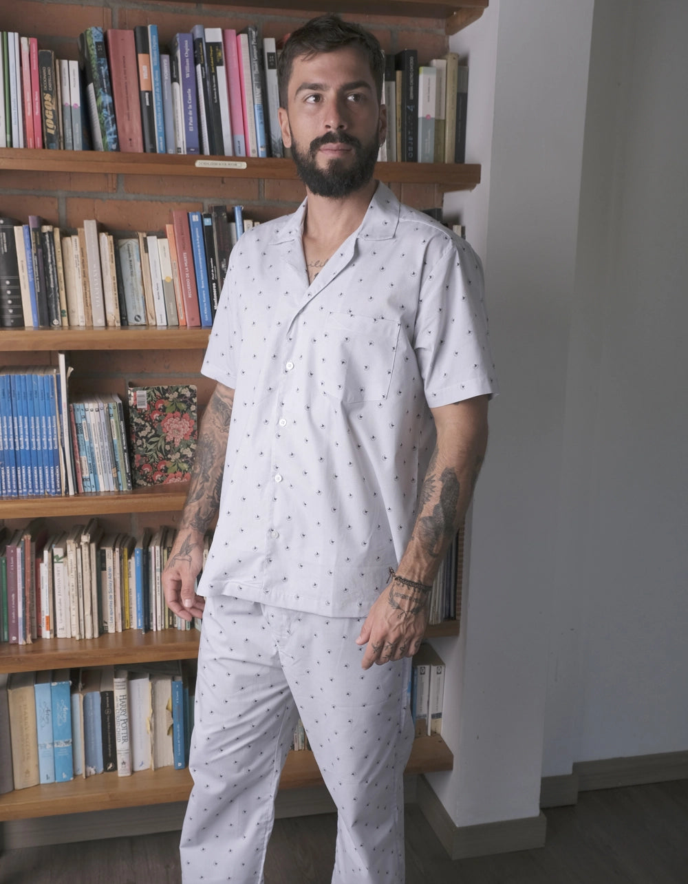 Pijama Manga Corta Blanca Estampado Dientes De Leon