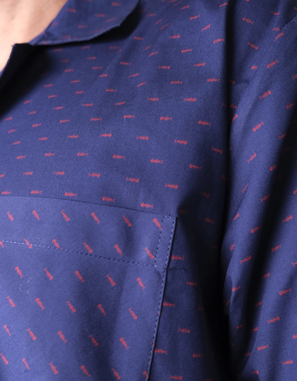 Pijama Manga Corta Azul Estampado Pescados Rojos