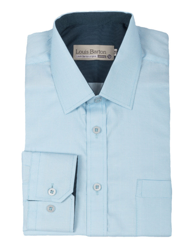Camisa Manga Larga Azul Aguamarina Textura Cuadros - Moldería slim
