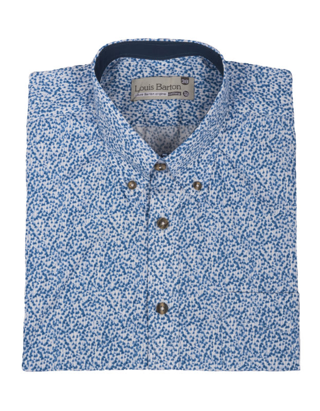 Camisa Manga Corta Miniprint Floral Azúl Claro Floral - Moldería informal