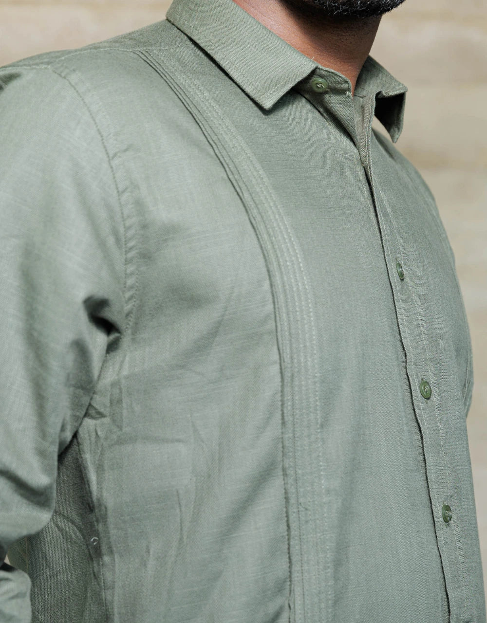 Guayabera Soluma Verde Manga Larga - Moldería informal