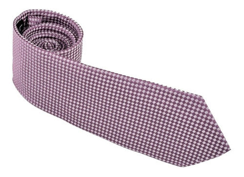 Corbata Semipitillo En Poliester Color Lila Textura Rombos