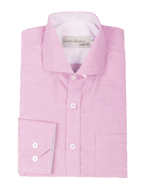 Camisa Manga Larga Rosa Pálido Textura Rombos - Moldería slim