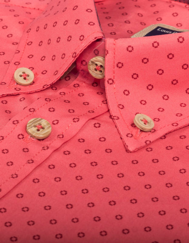 Camisa Manga Corta En Algodón Salmón Estampado Circulos - Moldería informal