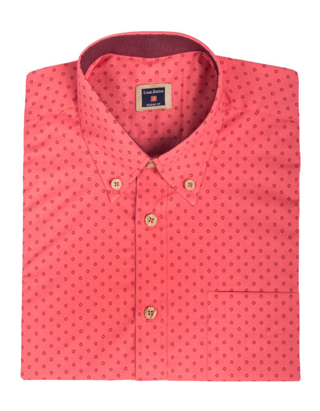 Camisa Manga Corta En Algodón Salmón Estampado Circulos - Moldería informal