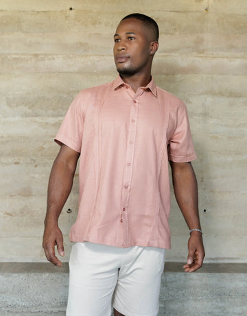 Guayabera Soluma Salmon Manga Corta  - Moldería informal