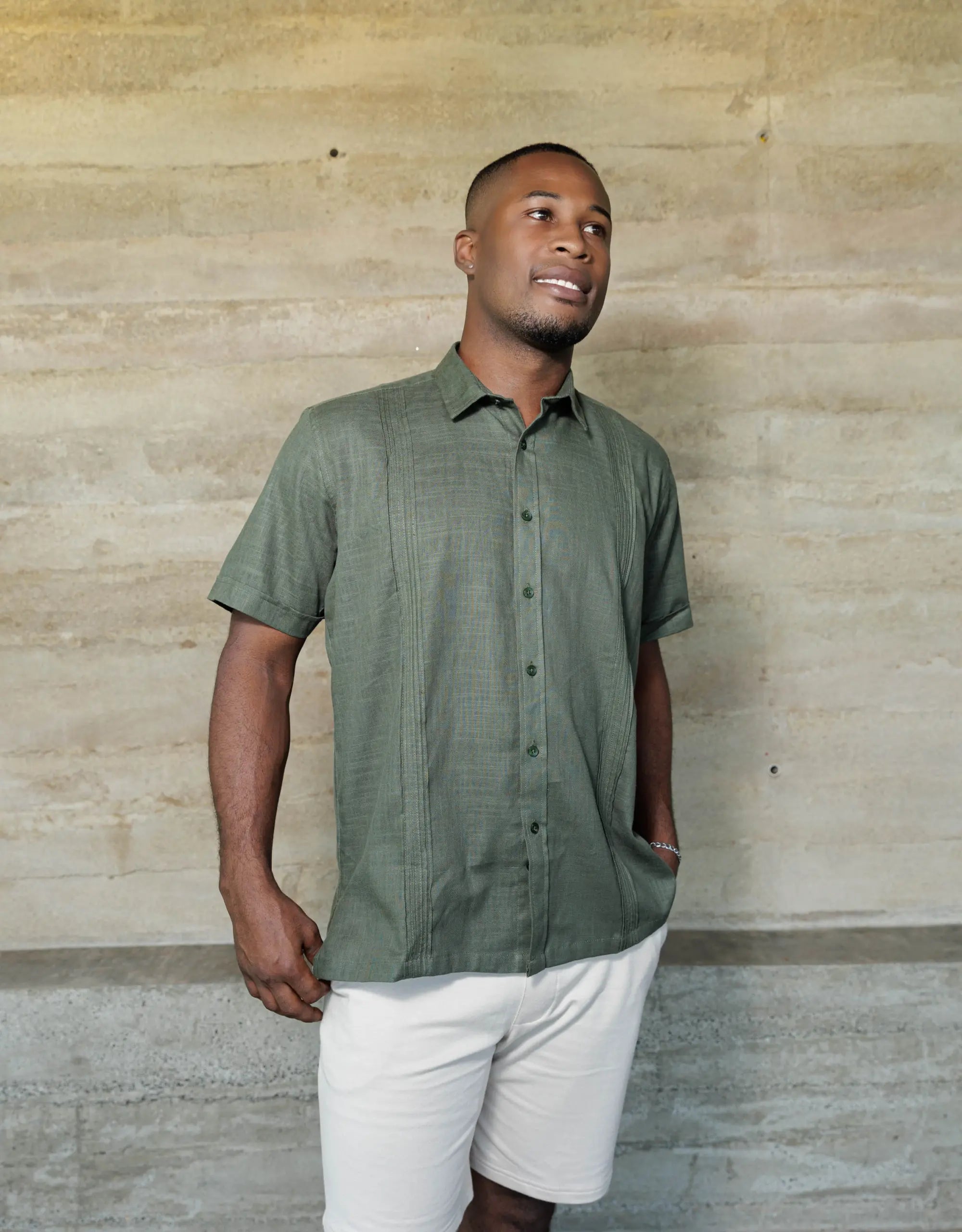 Guayabera Soluma Verde Manga Corta  - Moldería informal