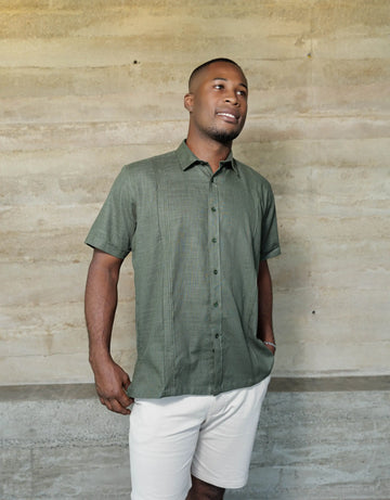 Guayabera Soluma Verde Manga Corta  - Moldería informal
