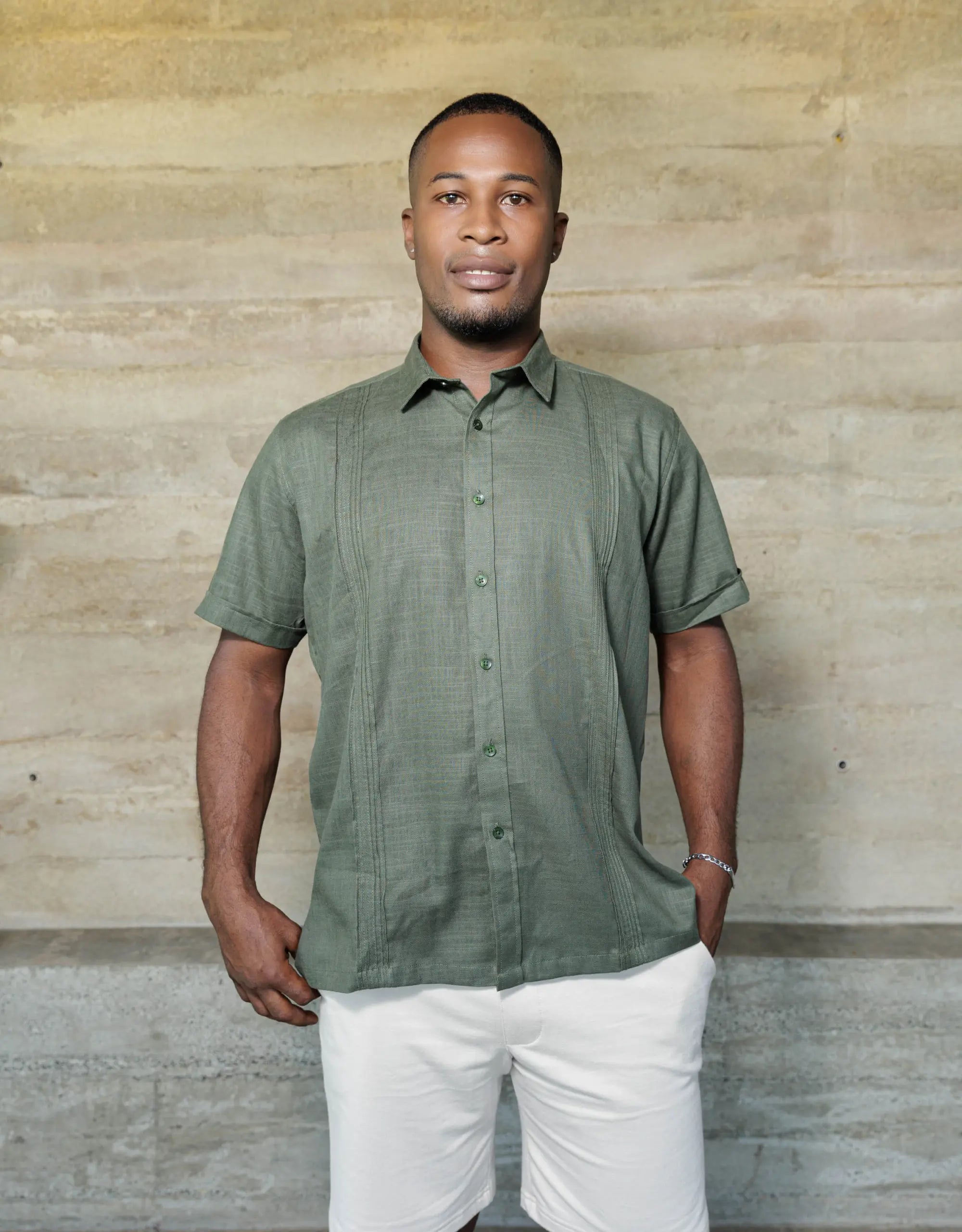 Guayabera Soluma Verde Manga Corta  - Moldería informal