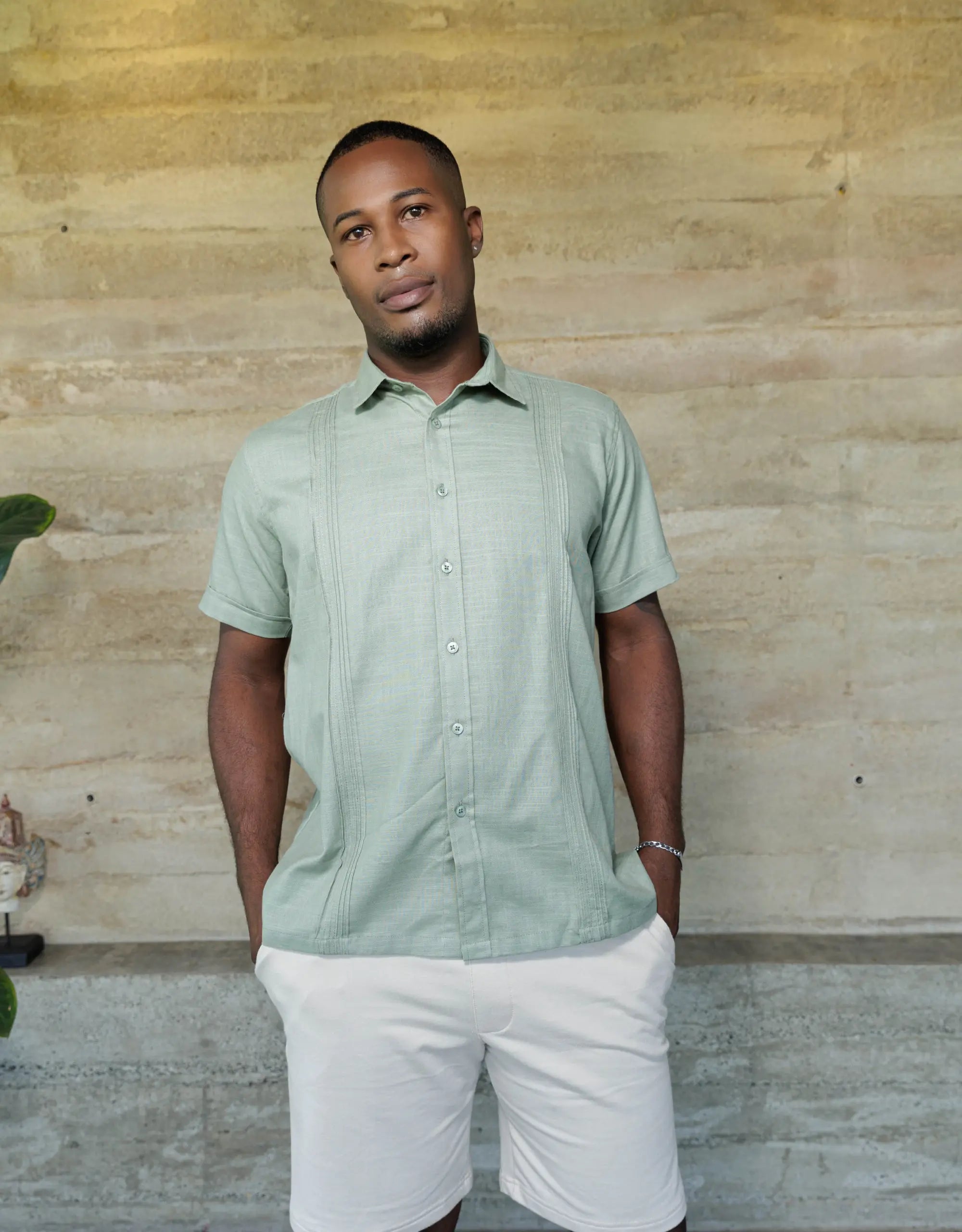 Guayabera Soluma Verde Oliva Manga Corta  - Moldería informal