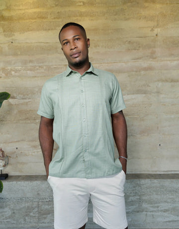 Guayabera Soluma Verde Oliva Manga Corta  - Moldería informal
