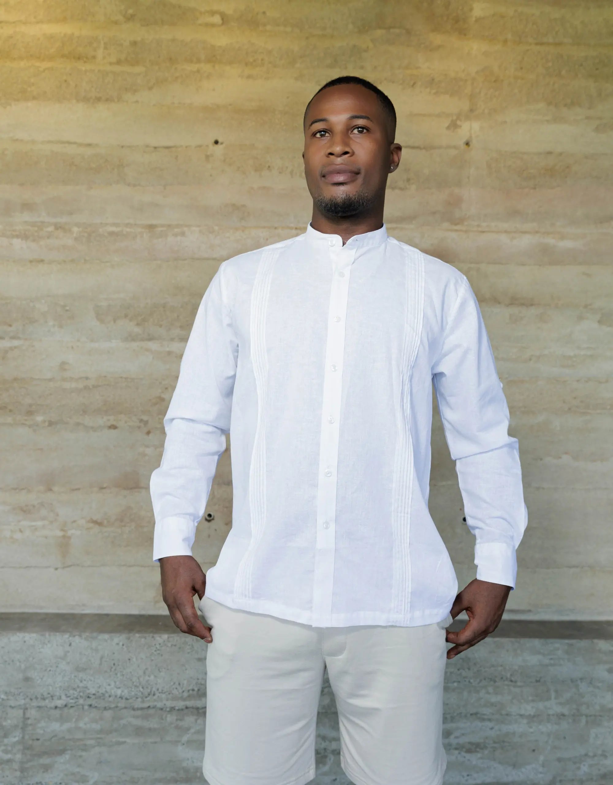 Guayabera Soluma Blanca Manga Larga Cuello Neru - Moldería informal