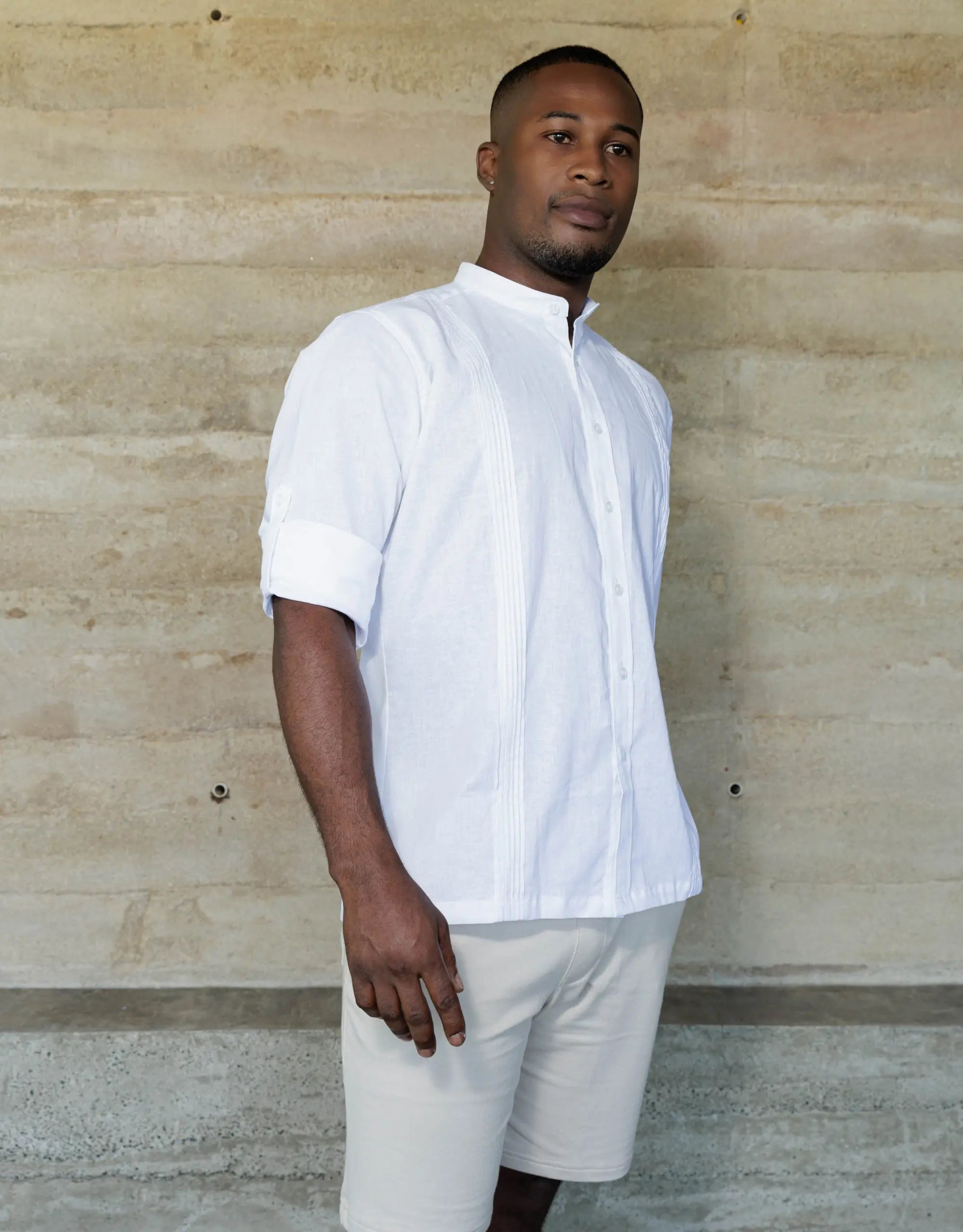 Guayabera Soluma Blanca Manga Larga Cuello Neru - Moldería informal