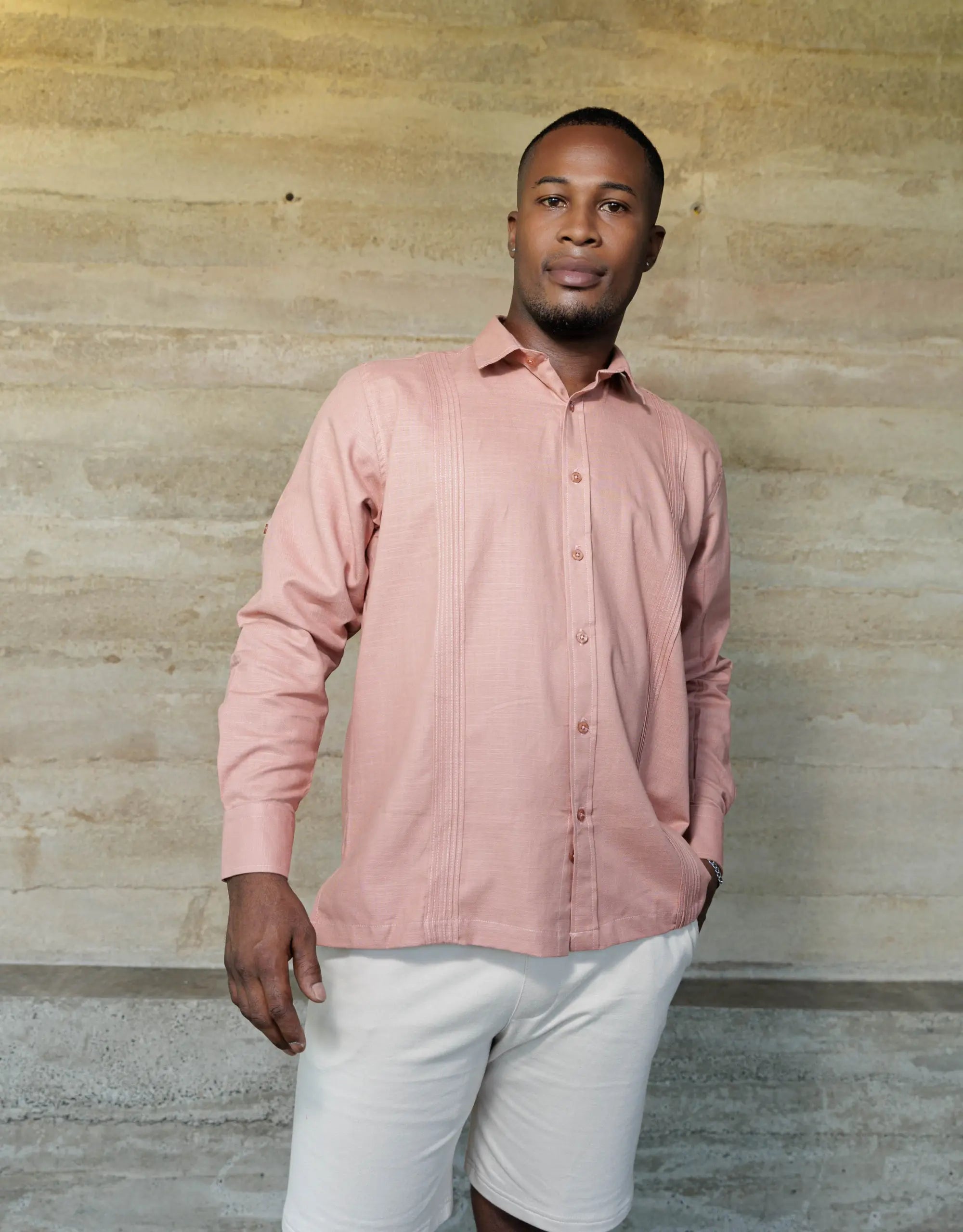 Guayabera Soluma Salmon Manga Larga - Moldería informal