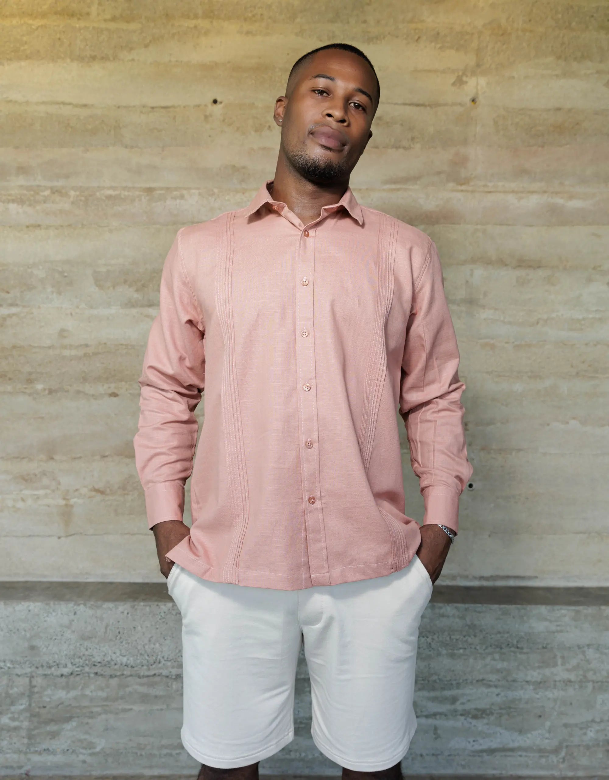 Guayabera Soluma Salmon Manga Larga - Moldería informal