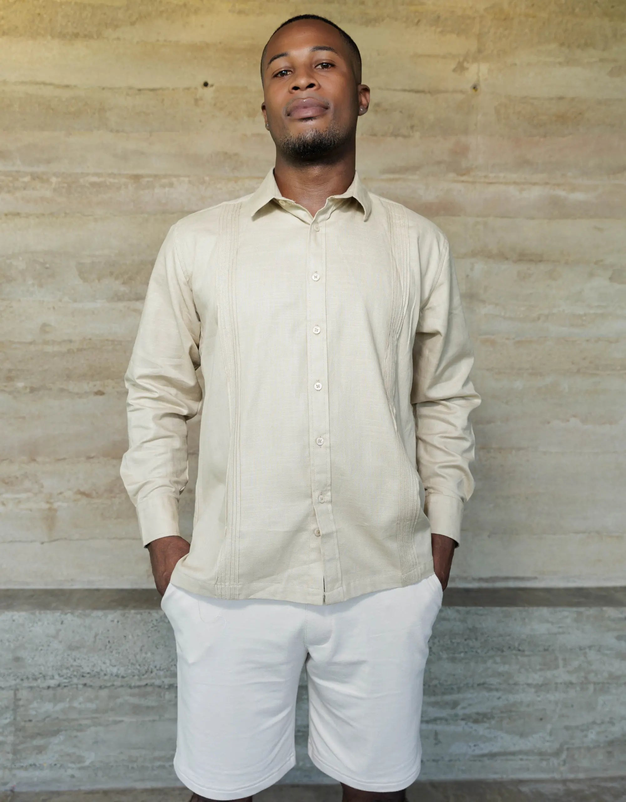 Guayabera Soluma Beige Manga Larga - Moldería informal
