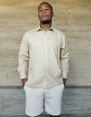 Guayabera Soluma Beige Manga Larga - Moldería informal