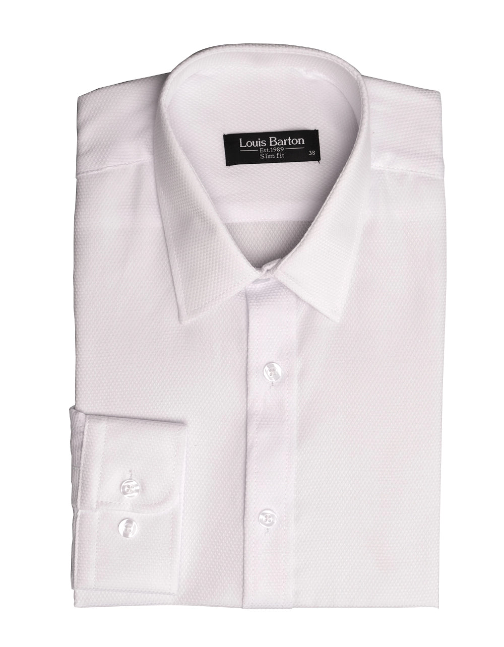Camisa Manga Larga Blanca Textura Triangulos - Moldería slim