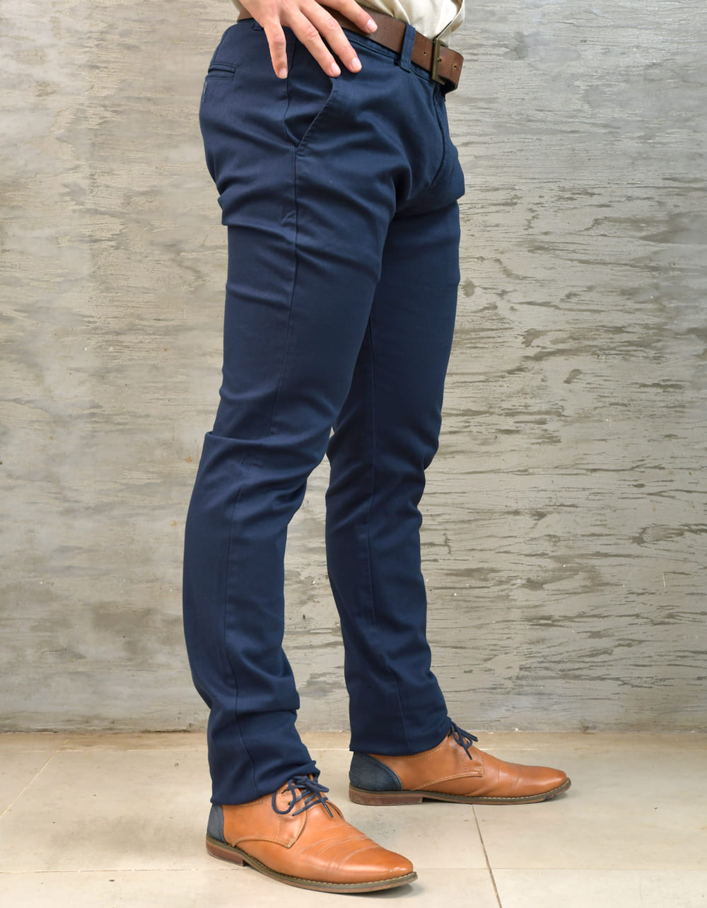 Pantalón Informal Stretch Color Azul Oscuro