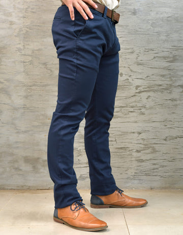 Pantalón Informal Stretch Color Azul Oscuro