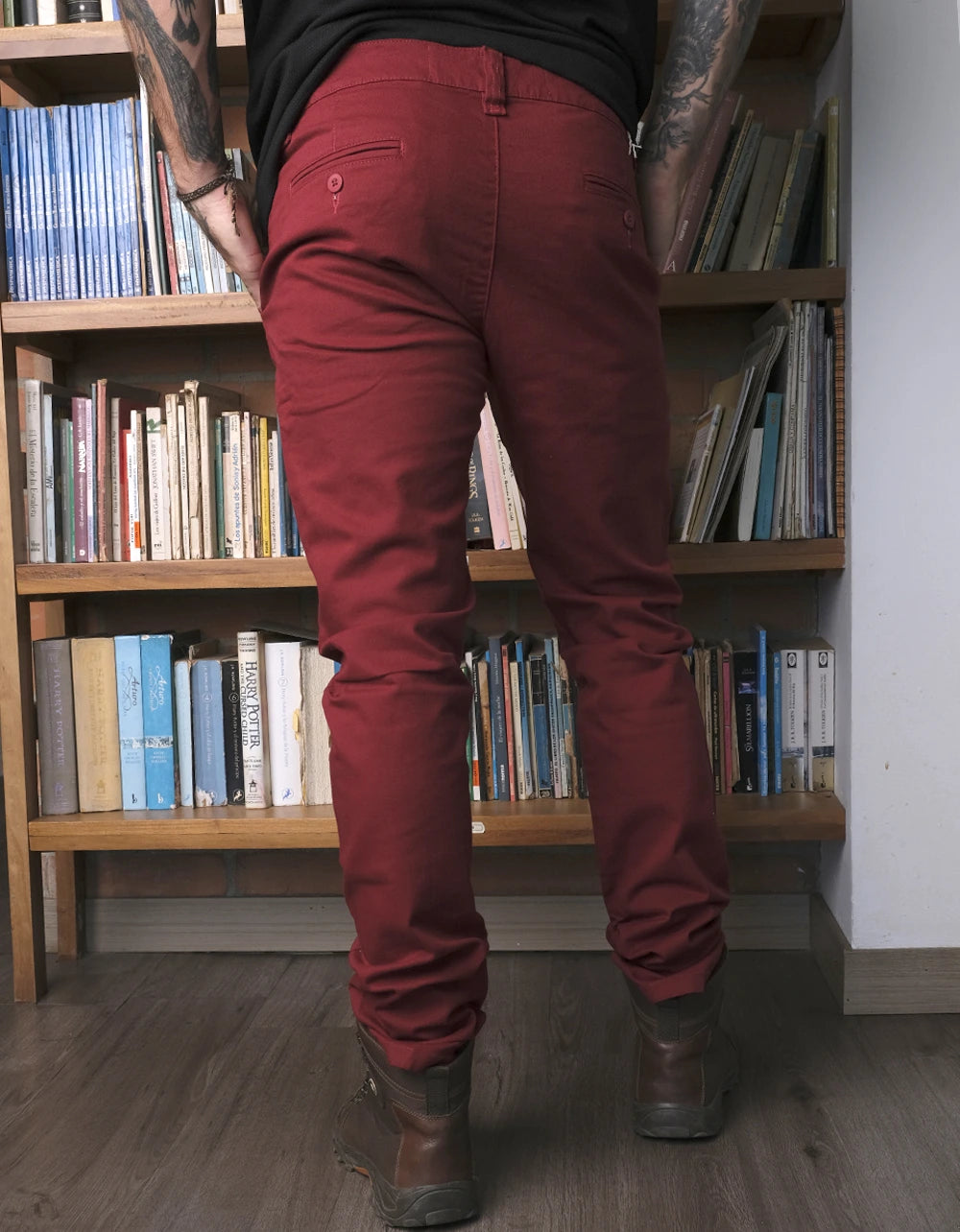 Pantalón Informal Stretch Color Vino Tinto