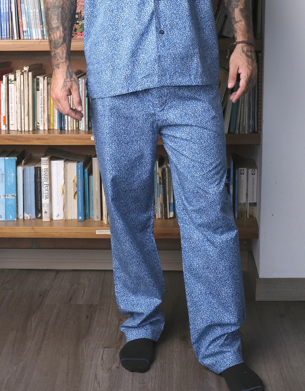 Pijama Manga Corta Estampado Tonos de Azul