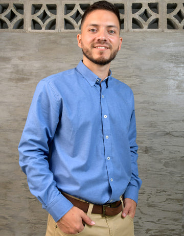 Camisa Oxford Manga Larga Azul Moldería Clásica