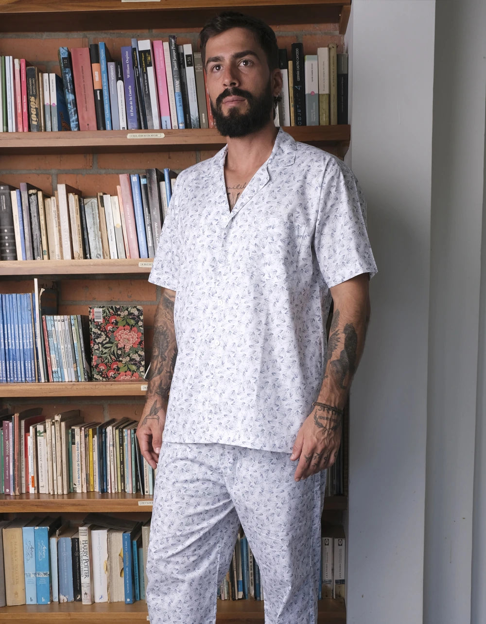 Pijama Manga Corta Blanca Estampado Floral