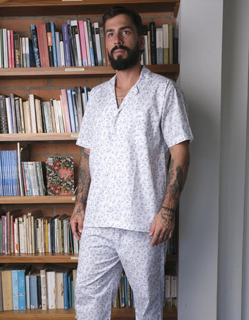 Pijama Manga Corta Blanca Estampado Floral
