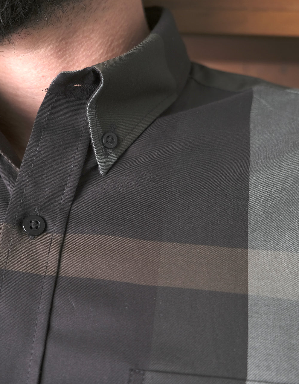 Camisa Manga Corta Lineas Tonos Verdes - Moldería clásica