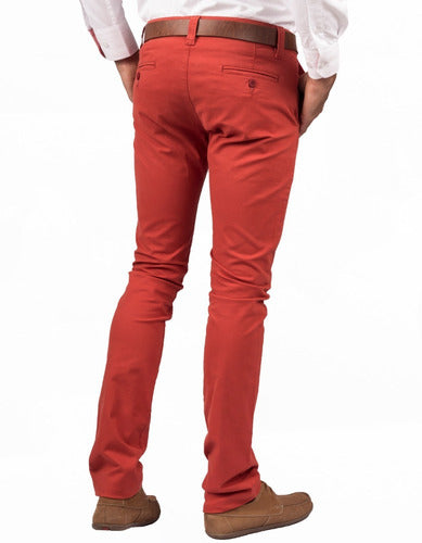 Pantalón Informal Stretch Color Rojo Salmón
