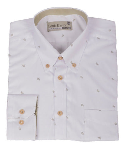 Camisa Manga Larga Color Blanco Print Hojas - Moldería informal