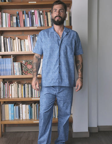Pijama Manga Corta Estampado Tonos de Azul