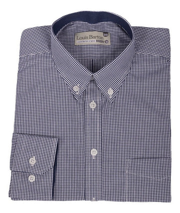 Camisa Manga Larga Cuadros Azules Pequeños - Moldería informal