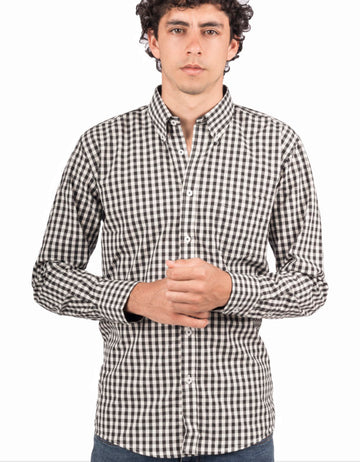 Camisa Manga Larga Cuadros Negros - Moldería informal
