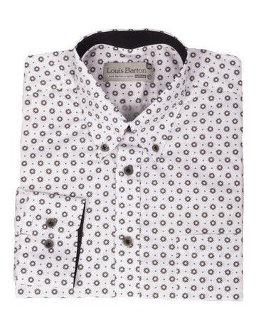 Camisa Manga Larga Estampado Flores Negras Circulares - Moldería informal