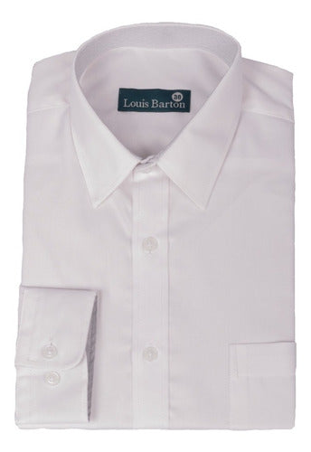 Camisa Manga Larga Blanca Con Textura Rayas Verticales - Moldería clásica