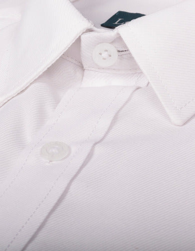 Camisa Manga Larga Blanca Con Textura Rayas Verticales - Moldería clásica