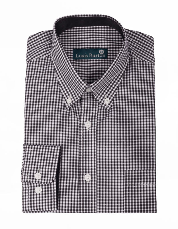 Camisa a Cuadros Negros Manga Larga - Moldería clásica
