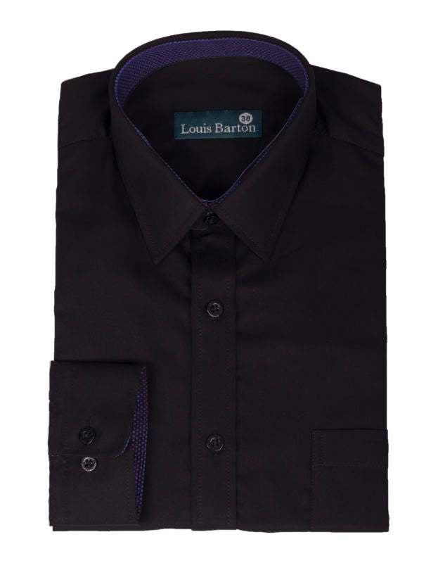 Camisa Manga Larga Color Negro Textura Rayas - Moldería clásica