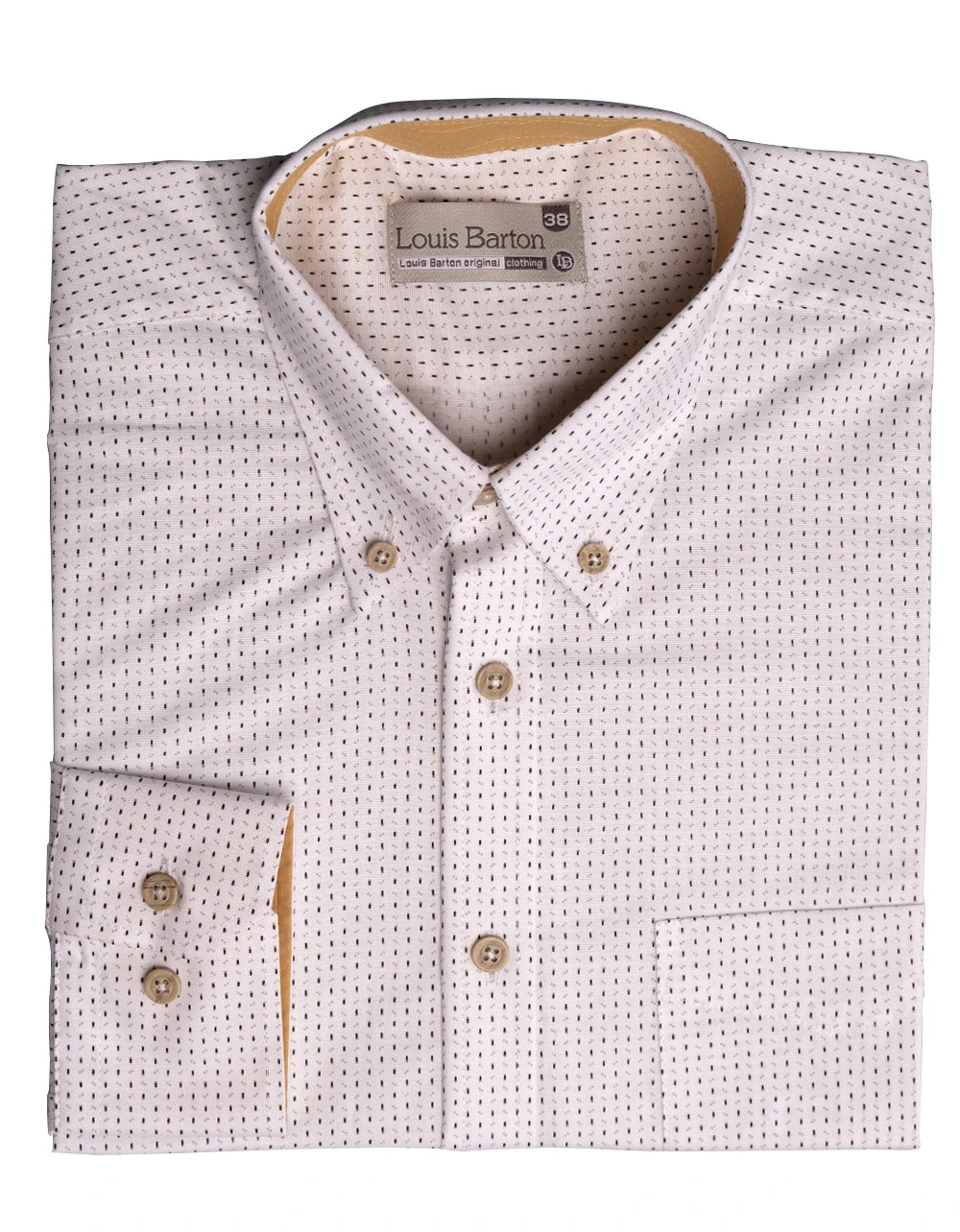Camisa Manga Larga Print Puntos Mostaza Y Negro - Moldería informal