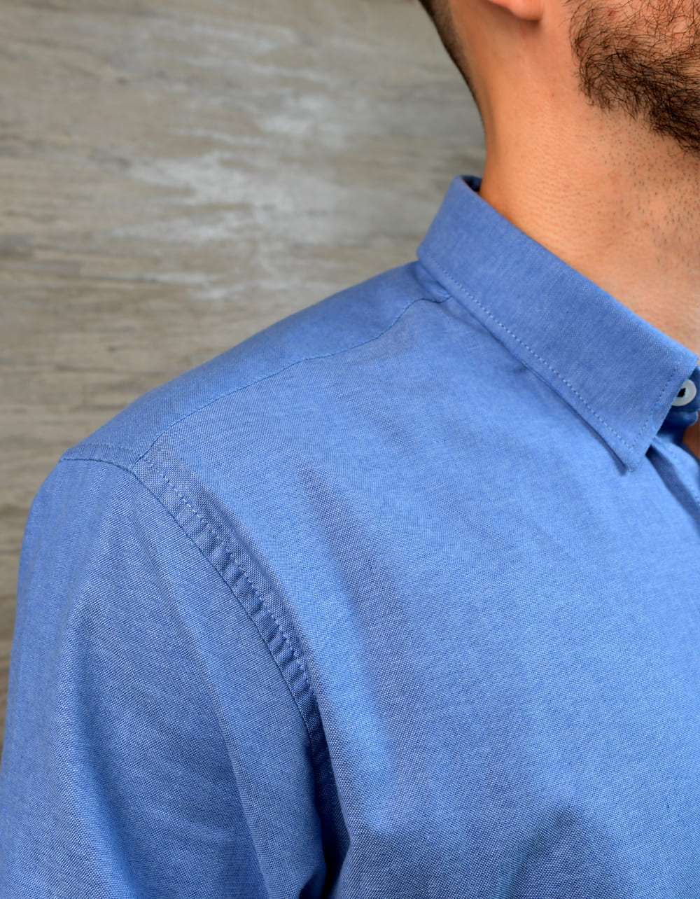 Camisa Oxford Manga Larga Azul Moldería Clásica