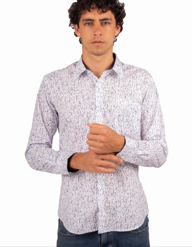 Camisa Manga Larga Print Meteoritos - Moldería slim