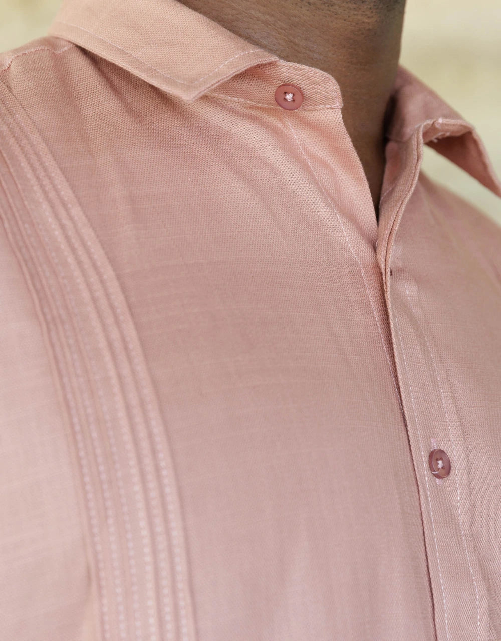 Guayabera Soluma Salmon Manga Corta  - Moldería informal