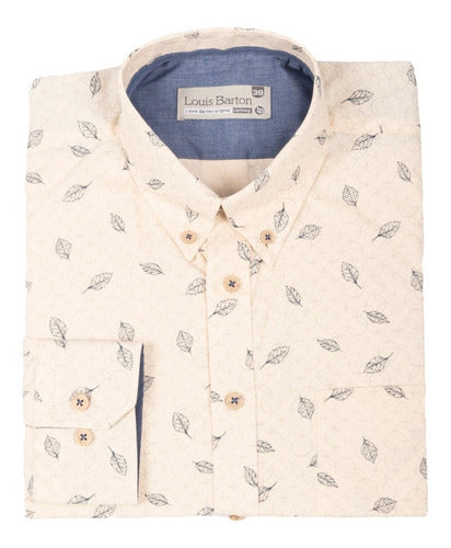 Camisa Manga Larga Beige Print Floral - Moldería informal