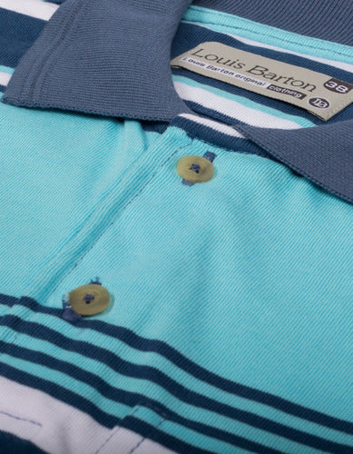 Camiseta Tipo Polo Rayas Tonos Azules