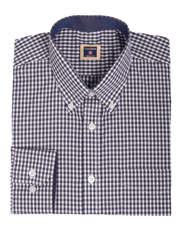 Camisa Manga Larga Moldería Informal Cuadros Y Circulos Azules Y Blancos - Moldería informal