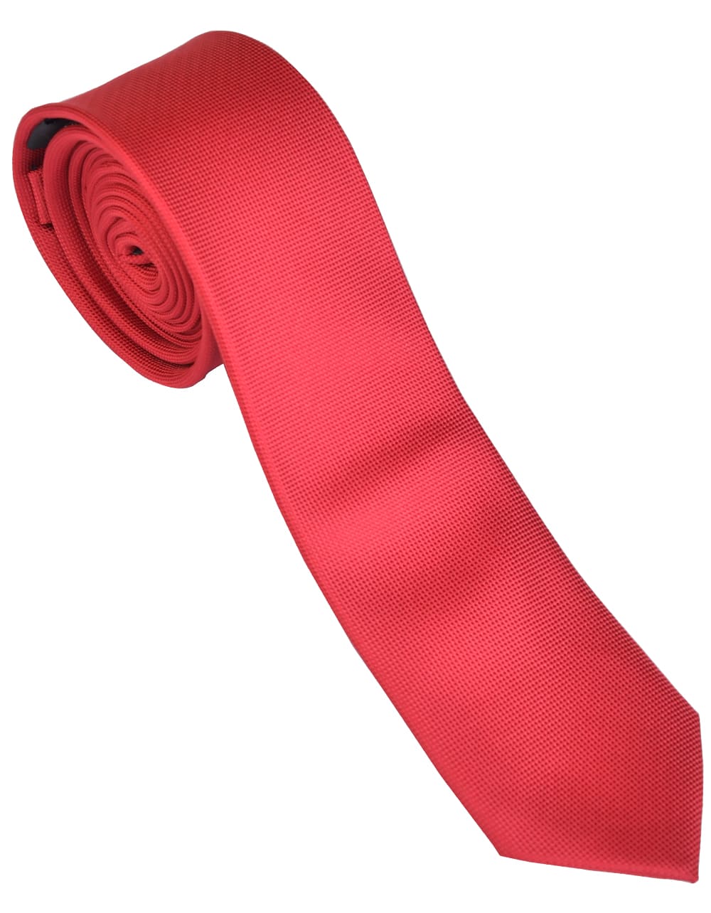 Corbata Pitillo En Poliester Color Rojo Textura Cuadros Pequeños