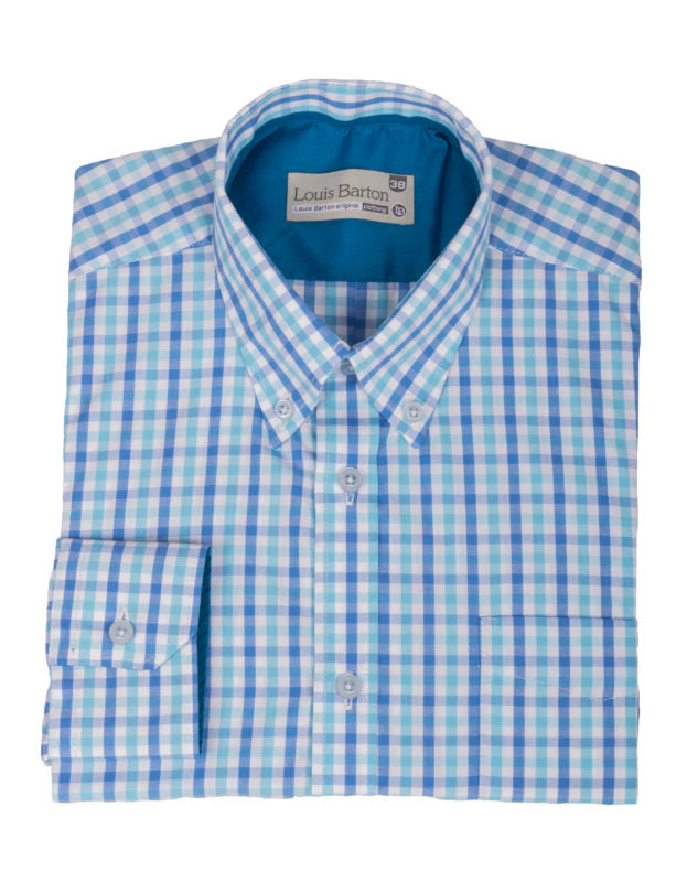 Camisa a Cuadros Azules Manga Larga - Moldería informal