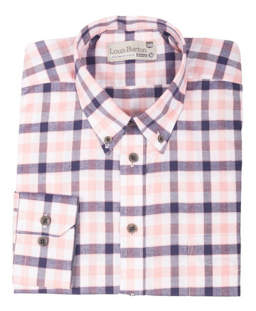 Camisa Manga Larga Cuadros Blanco, Rosa Y Azul - Moldería informal